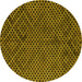 Round Abstract Yellow Contemporary Rug, con875yw