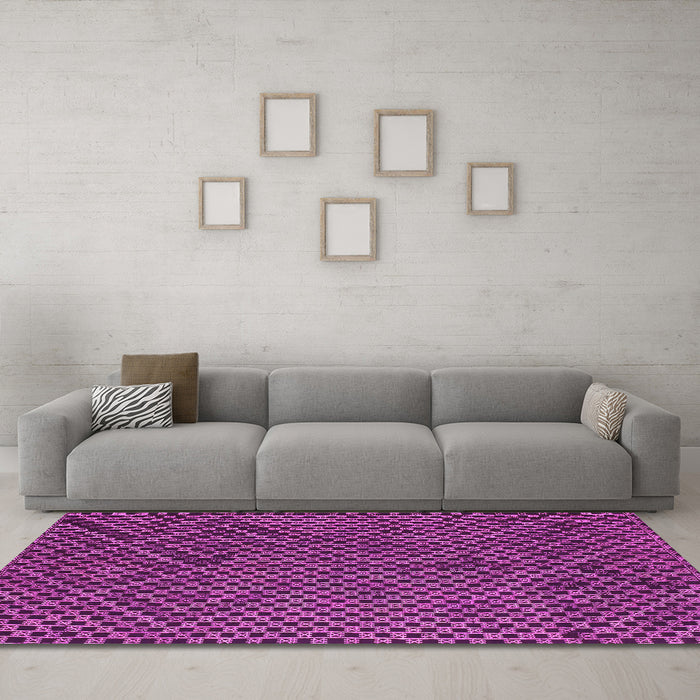 Machine Washable Abstract Pink Contemporary Rug in a Living Room, wshcon875pnk