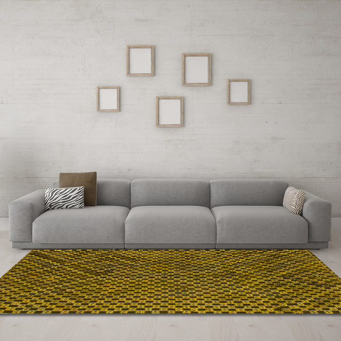 Machine Washable Abstract Yellow Contemporary Rug in a Living Room, wshcon875yw