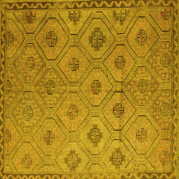 Square Machine Washable Southwestern Yellow Country Rug, wshcon876yw