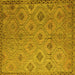 Square Machine Washable Southwestern Yellow Country Rug, wshcon876yw