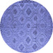 Round Southwestern Blue Country Rug, con876blu