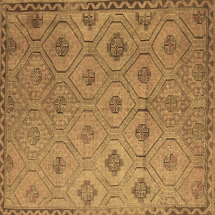 Square Machine Washable Southwestern Brown Country Rug, wshcon876brn