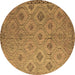 Round Southwestern Brown Country Rug, con876brn