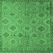 Square Machine Washable Southwestern Emerald Green Country Area Rugs, wshcon876emgrn