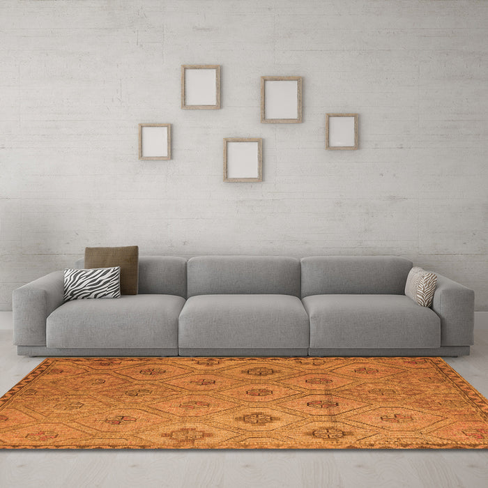 Machine Washable Southwestern Orange Country Area Rugs in a Living Room, wshcon876org