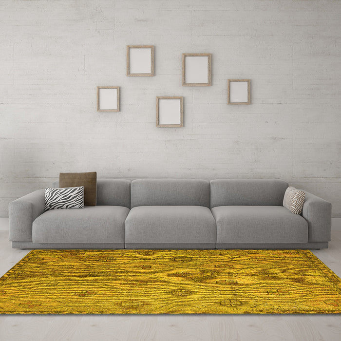 Machine Washable Southwestern Yellow Country Rug in a Living Room, wshcon876yw