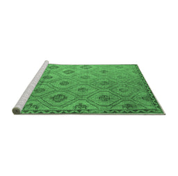 Sideview of Machine Washable Southwestern Emerald Green Country Area Rugs, wshcon876emgrn