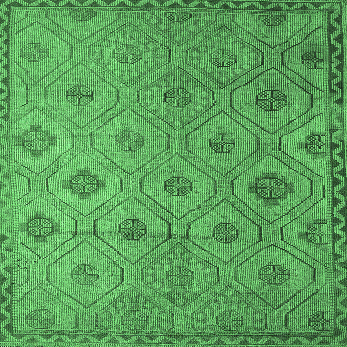 Square Southwestern Emerald Green Country Rug, con876emgrn