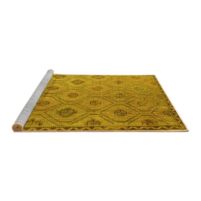 Sideview of Machine Washable Southwestern Yellow Country Rug, wshcon876yw