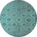 Round Southwestern Light Blue Country Rug, con876lblu