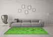Machine Washable Southwestern Green Country Area Rugs in a Living Room,, wshcon876grn