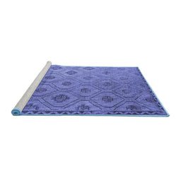 Sideview of Machine Washable Southwestern Blue Country Rug, wshcon876blu