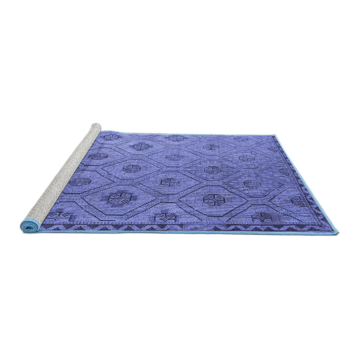 Sideview of Machine Washable Southwestern Blue Country Rug, wshcon876blu