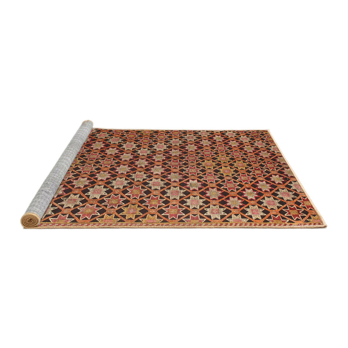Serging Thickness of Machine Washable Contemporary Saffron Red Rug, wshcon877