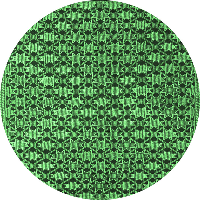 Round Abstract Emerald Green Contemporary Rug, con877emgrn