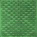 Square Machine Washable Abstract Emerald Green Contemporary Area Rugs, wshcon877emgrn