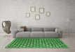 Machine Washable Abstract Emerald Green Contemporary Area Rugs in a Living Room,, wshcon877emgrn