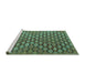 Sideview of Machine Washable Abstract Turquoise Contemporary Area Rugs, wshcon877turq