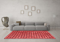 Machine Washable Abstract Red Contemporary Rug, wshcon877red