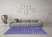 Machine Washable Abstract Blue Contemporary Rug, wshcon877blu