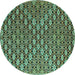 Round Abstract Turquoise Contemporary Rug, con877turq