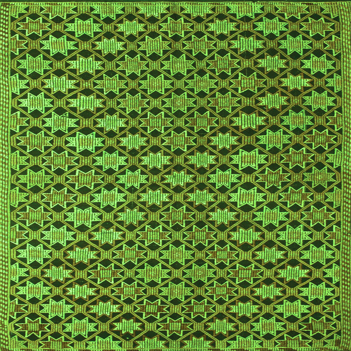 Round Machine Washable Abstract Green Contemporary Area Rugs, wshcon877grn
