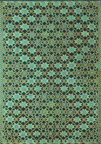 Abstract Turquoise Contemporary Rug, con877turq