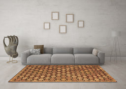 Machine Washable Abstract Brown Contemporary Rug in a Living Room,, wshcon877brn