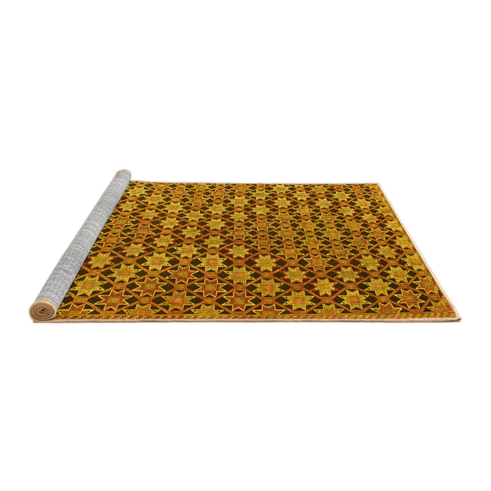 Sideview of Machine Washable Abstract Yellow Contemporary Rug, wshcon877yw