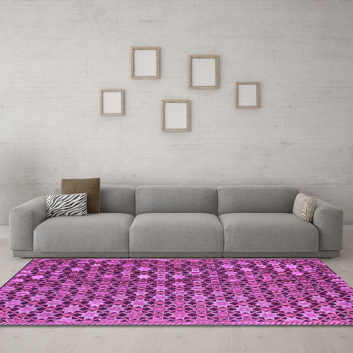Machine Washable Abstract Purple Contemporary Area Rugs in a Living Room, wshcon877pur