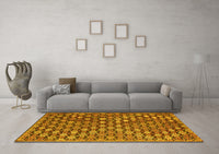 Machine Washable Abstract Yellow Contemporary Rug, wshcon877yw