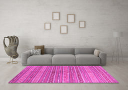 Machine Washable Abstract Pink Contemporary Rug in a Living Room, wshcon878pnk