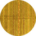 Round Abstract Yellow Contemporary Rug, con878yw