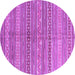 Round Abstract Purple Contemporary Rug, con878pur