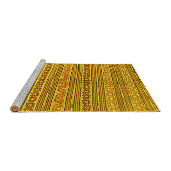 Sideview of Machine Washable Abstract Yellow Contemporary Rug, wshcon878yw