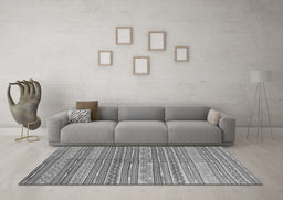 Machine Washable Abstract Gray Contemporary Rug in a Living Room,, wshcon878gry
