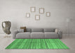 Machine Washable Abstract Emerald Green Contemporary Area Rugs in a Living Room,, wshcon878emgrn