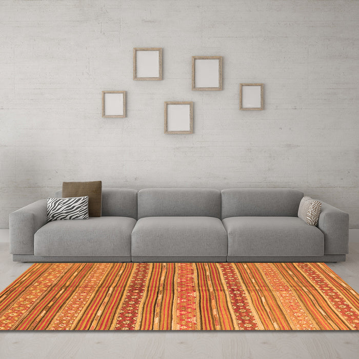 Machine Washable Abstract Orange Contemporary Area Rugs in a Living Room, wshcon878org