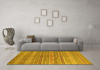 Machine Washable Abstract Yellow Contemporary Rug, wshcon878yw