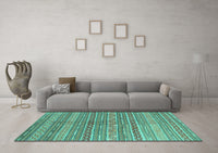 Machine Washable Abstract Turquoise Contemporary Rug, wshcon878turq