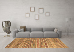 Machine Washable Abstract Brown Contemporary Rug in a Living Room,, wshcon878brn