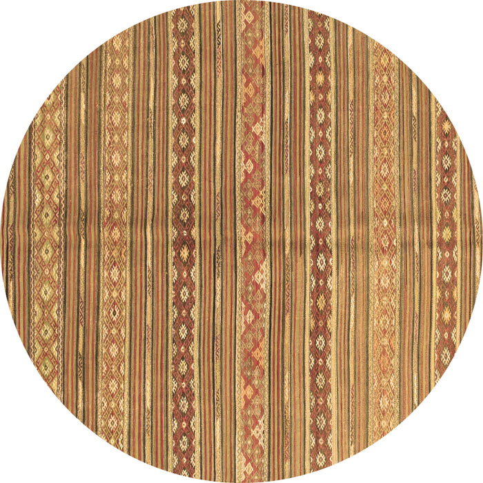 Round Abstract Brown Contemporary Rug, con878brn