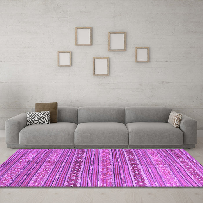Machine Washable Abstract Purple Contemporary Area Rugs in a Living Room, wshcon878pur