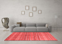 Machine Washable Abstract Red Contemporary Rug, wshcon878red