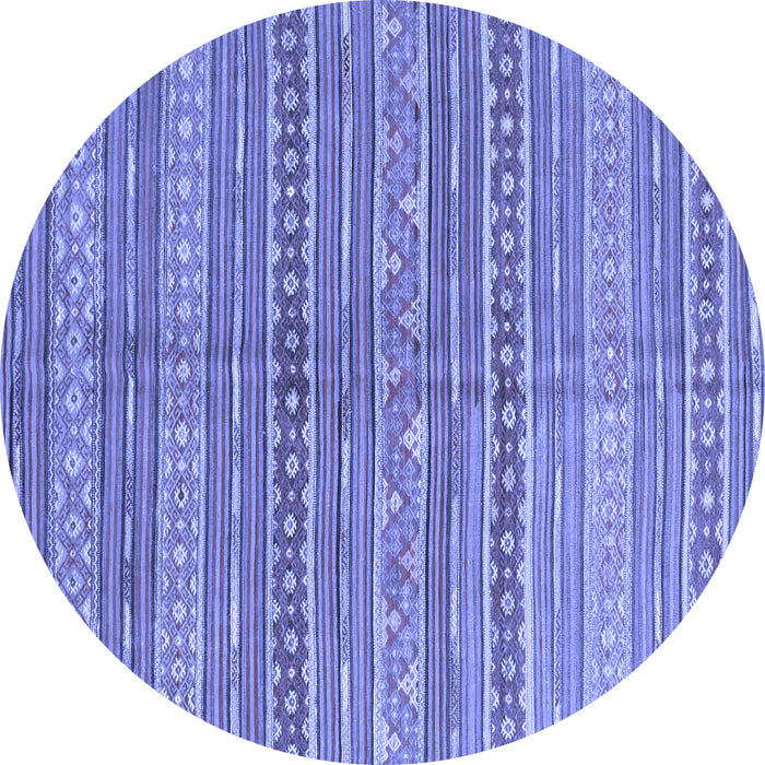 Round Abstract Blue Contemporary Rug, con878blu