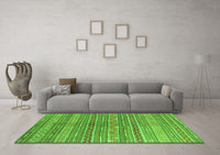 Machine Washable Abstract Green Contemporary Rug, wshcon878grn