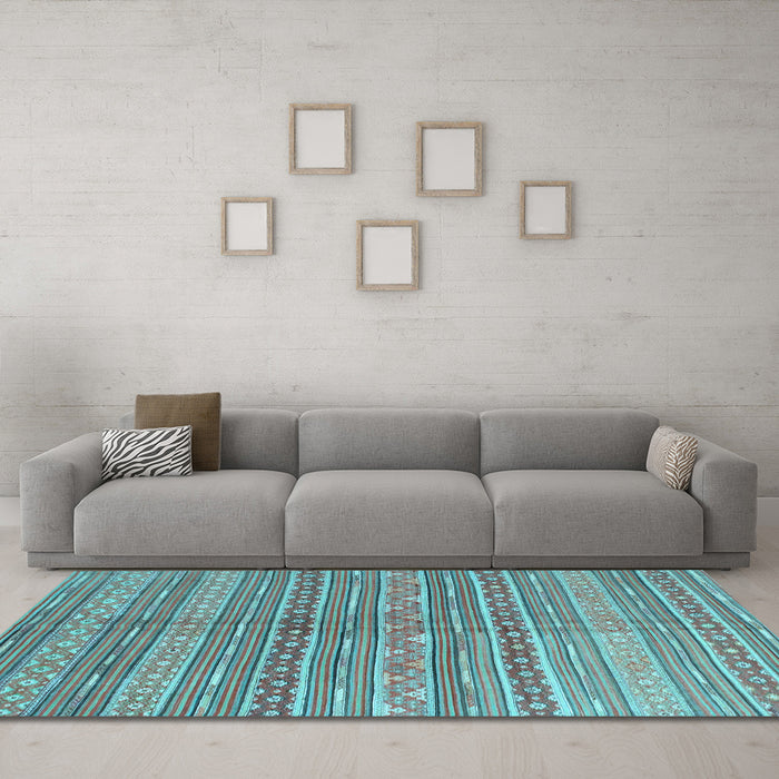 Machine Washable Abstract Light Blue Contemporary Rug in a Living Room, wshcon878lblu