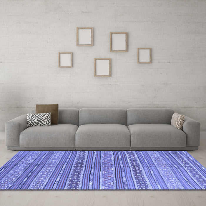 Machine Washable Abstract Blue Contemporary Rug in a Living Room, wshcon878blu