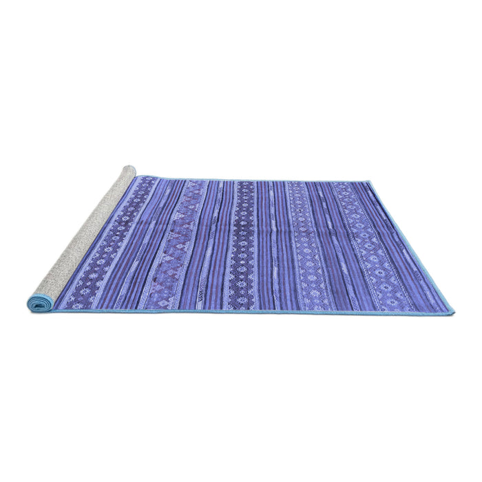 Sideview of Machine Washable Abstract Blue Contemporary Rug, wshcon878blu